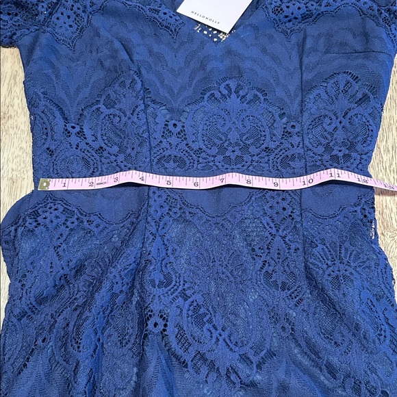 Hello Molly Navy Lace Long Sleeve Mini Dress Size 4 Small - Picture 13 of 14